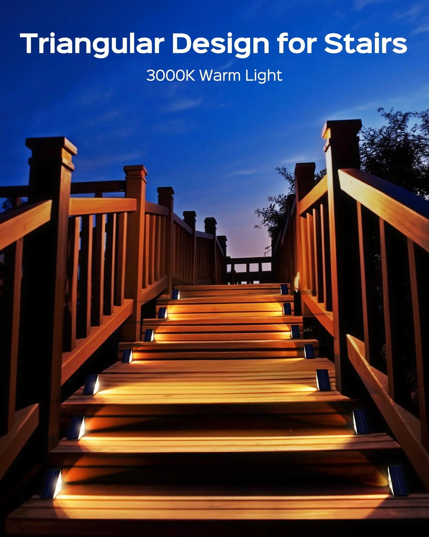 Solar Powered Deck Lights LED RGB Warm White Outdoor Step Lights for Garden Yard Stairs Patio Porch Decoration Lamp Waterproof