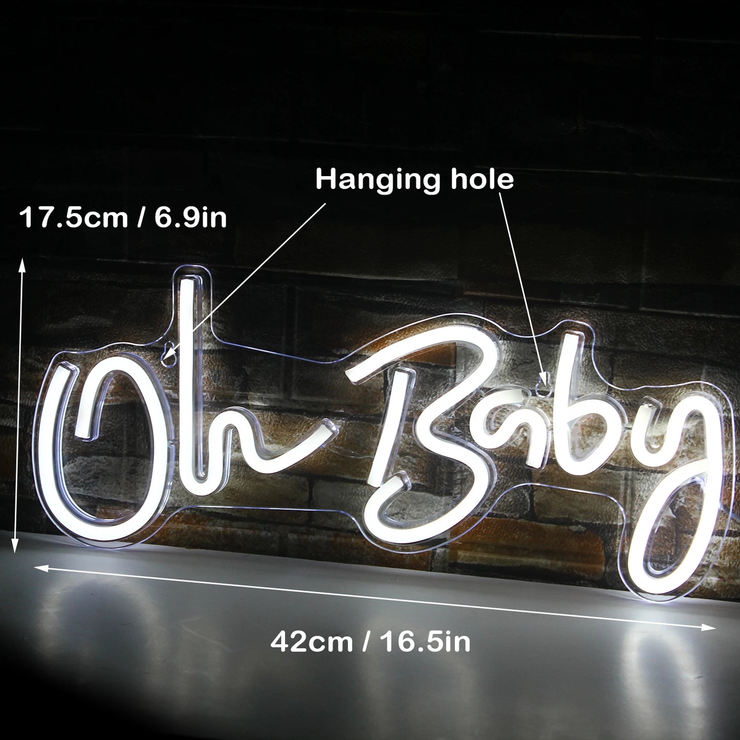 Oh Baby Neon Sign for Wall Decor Warm White Baby Nursery Room Decor Neon Light Birthday Party Baby Shower Room LED USB Neon