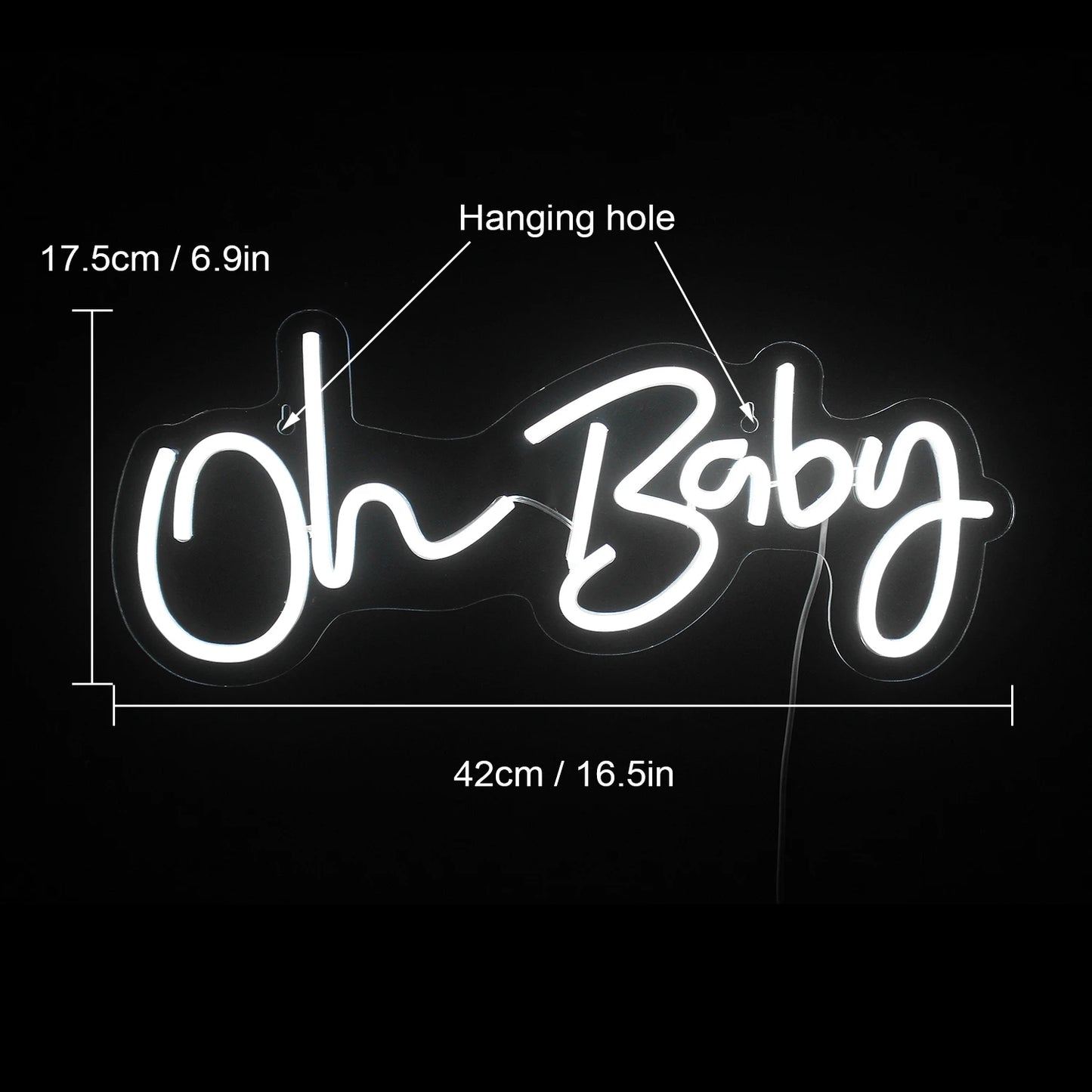 Oh Baby Neon Sign for Wall Decor Warm White Baby Nursery Room Decor Neon Light Birthday Party Baby Shower Room LED USB Neon
