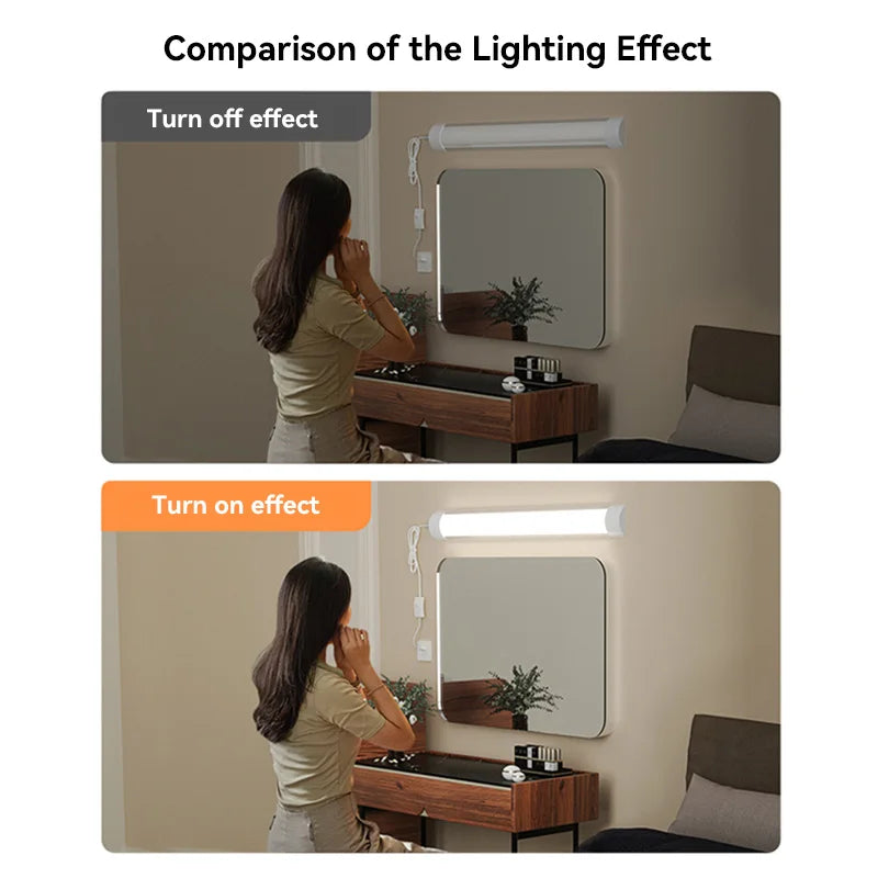 LED Kitchen Cabinet Lamps 220V 110V Led Lights Strip Lighting Fixture 10W 20W 30/50CM For Bedroom Closet Kitchen Lamp Tube Bar