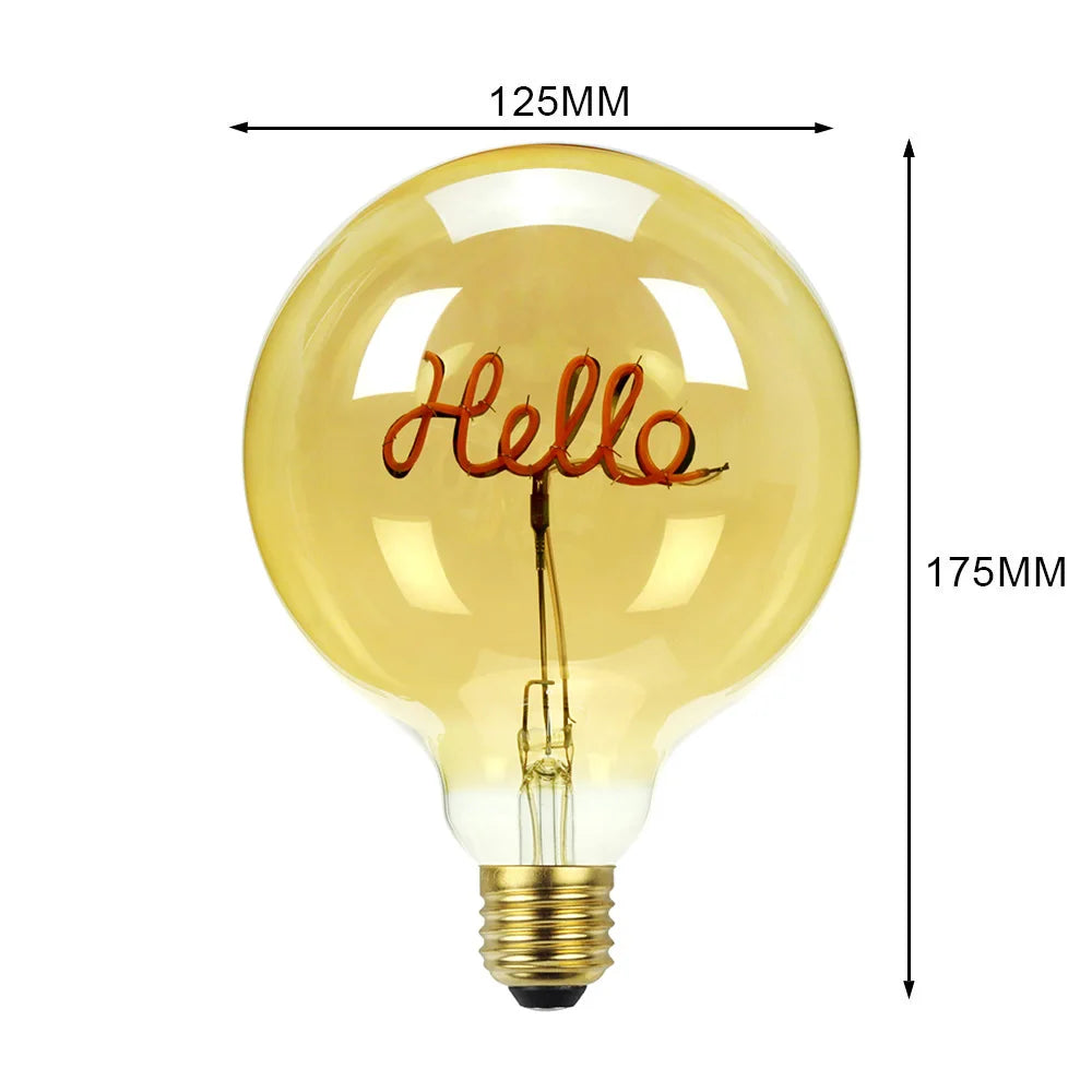 TIANFAN Led Bulbs Vintage Light Bulb Big Globe Alphabet Filament 4W Dimmable 110V 220V Edison Bulb Decorative Light Bulb