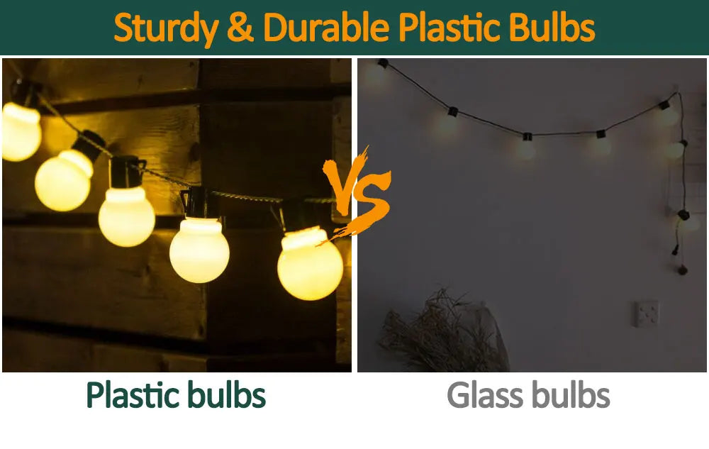 G50 Patio Solar String Lights Outdoor, Warm/ Colorful Globe Bulb LED Fairy Garland Lamp for Wedding, Christmas, Backyard, Party