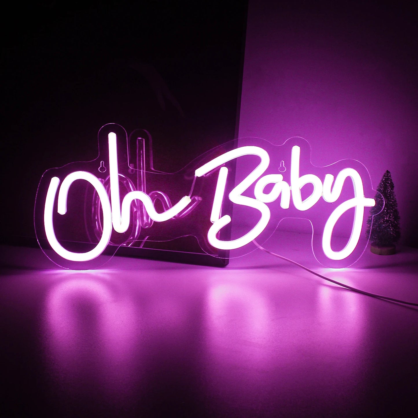 Oh Baby Neon Sign for Wall Decor Warm White Baby Nursery Room Decor Neon Light Birthday Party Baby Shower Room LED USB Neon
