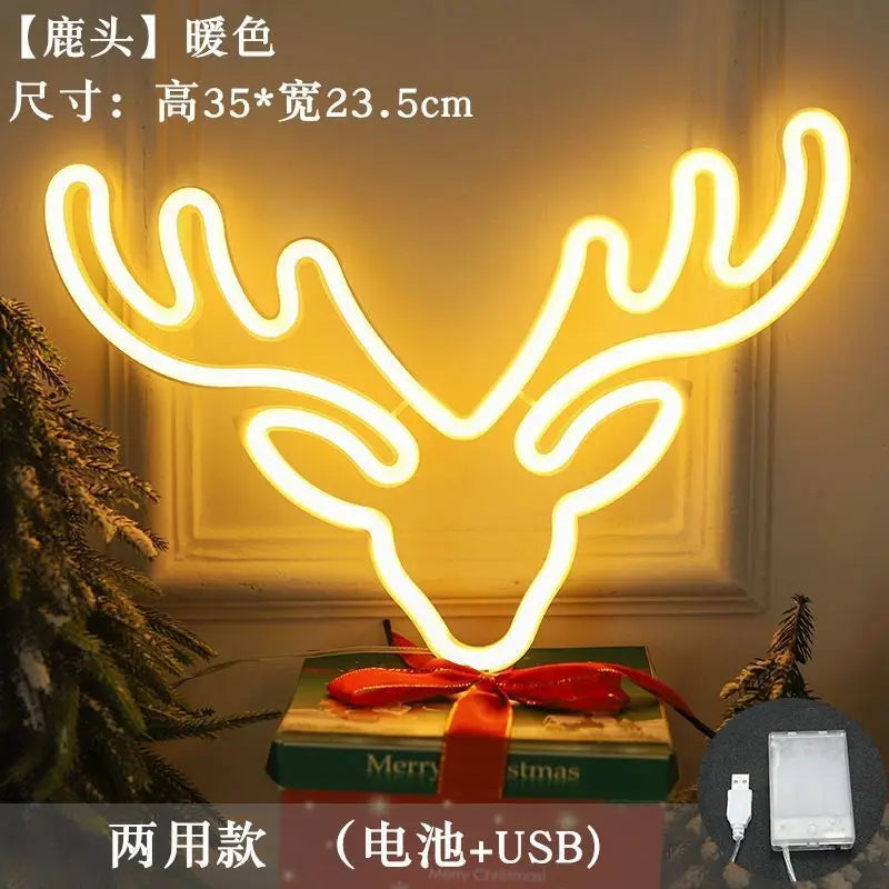 Christmas Tree Neon Light Signs USB Powered LED Neon Lights Christmas Festival Decoration Ornaments Holiday Lights Wall Decor