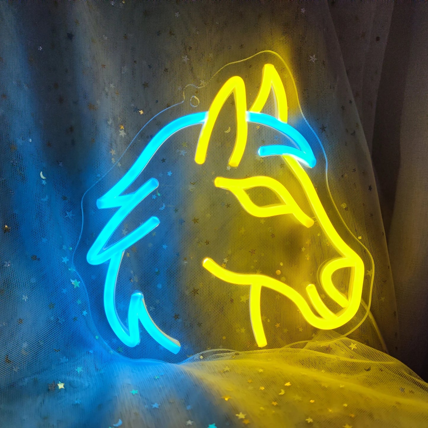 Horse Neon LED Light Sign blue and yellow horse For Wall Art business store logo LED neon signs Bedroom Christmas Gift