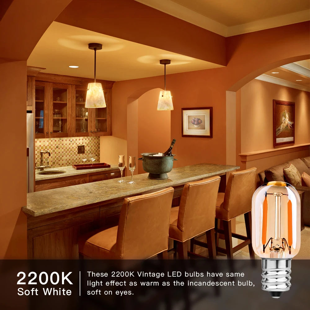 Grensk T22 1W E14 E12 220V LED Filament Candelabra Bulbs Dimmable Led Vintage Tubular Night Light Bulb 2200K 10 Watt Equivalent