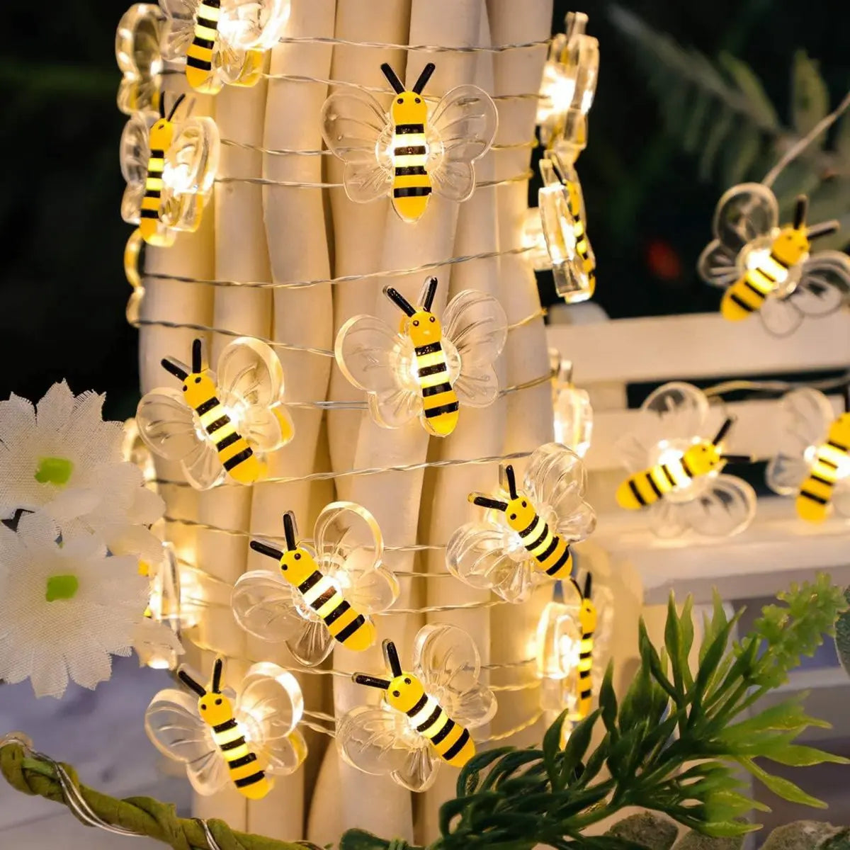 20 Bee Fairy Lights USB Battery Operated Bee String Lights For Bedroom Plants Patios Party Wedding Xmas Decorative String Lights