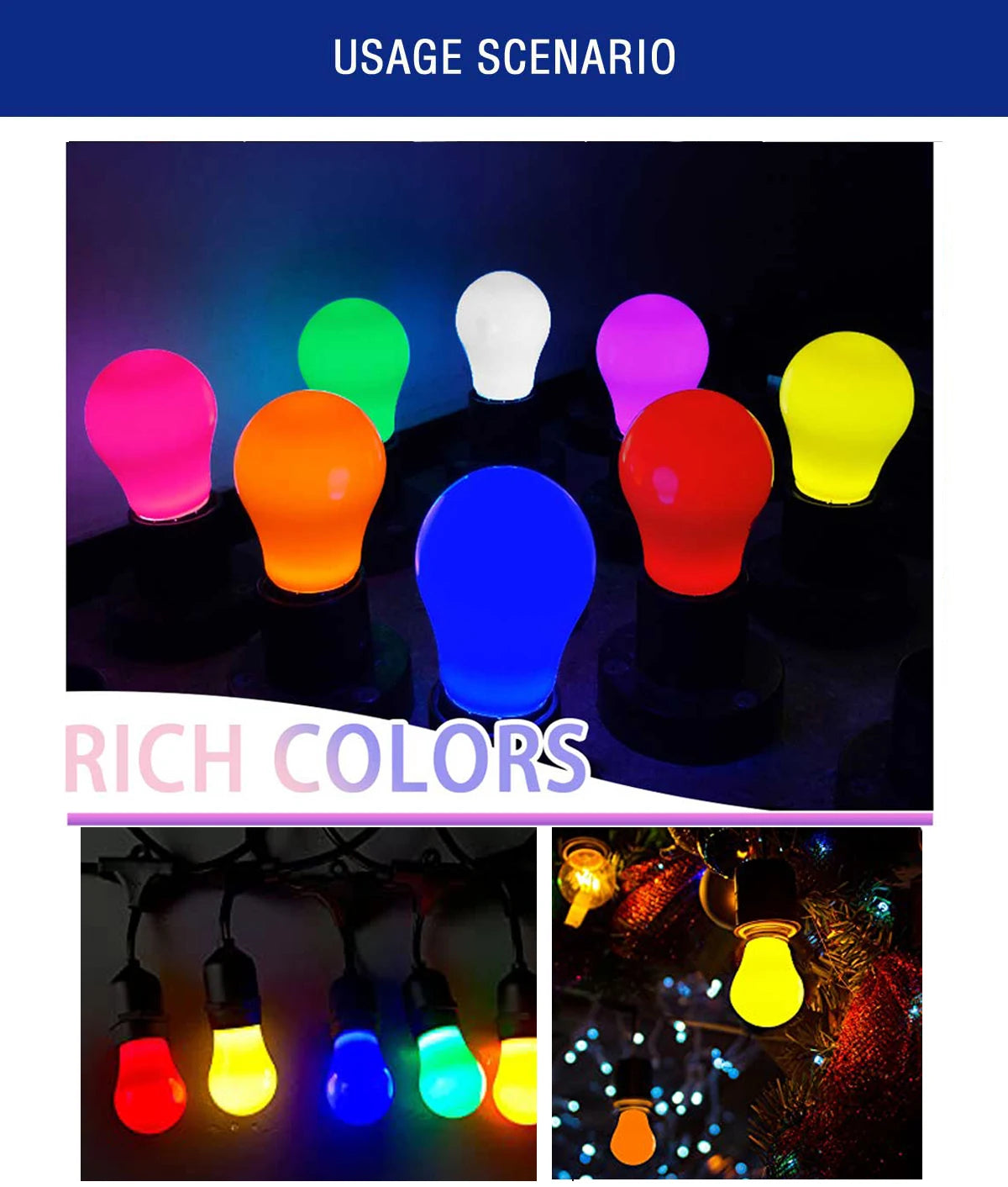 10pcs Colour LED Bulb E27 220V 2W A45 Lamp Red Blue White Yellow Pink PC Outdoor Camping Decoration Festival Colorful Bulb Lamp