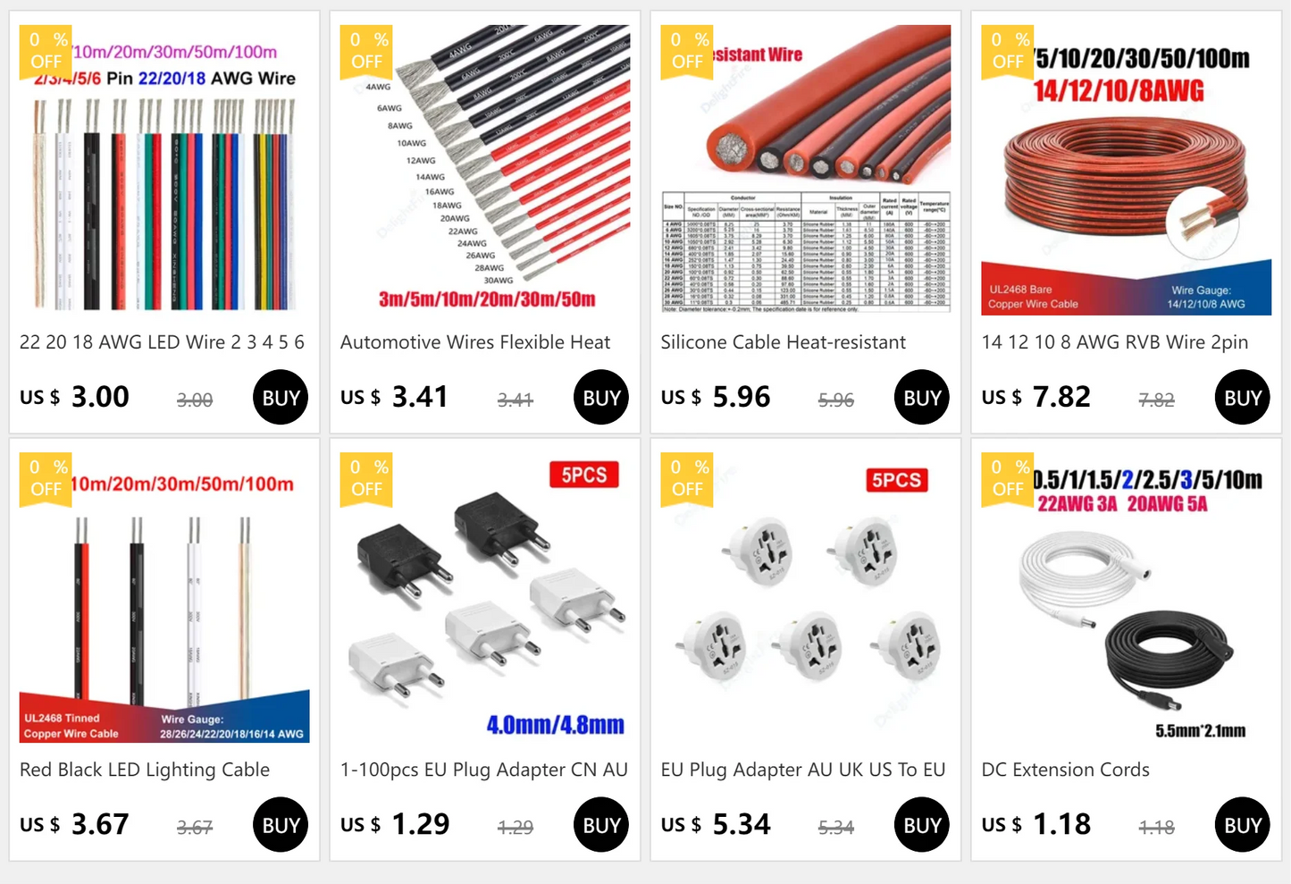 22 AWG 12V Flexible Electrical Cable 2 Pin Red Black Flat Wire For COB LED Strip Lamp Bulb Lighting Automotive Speaker Audio