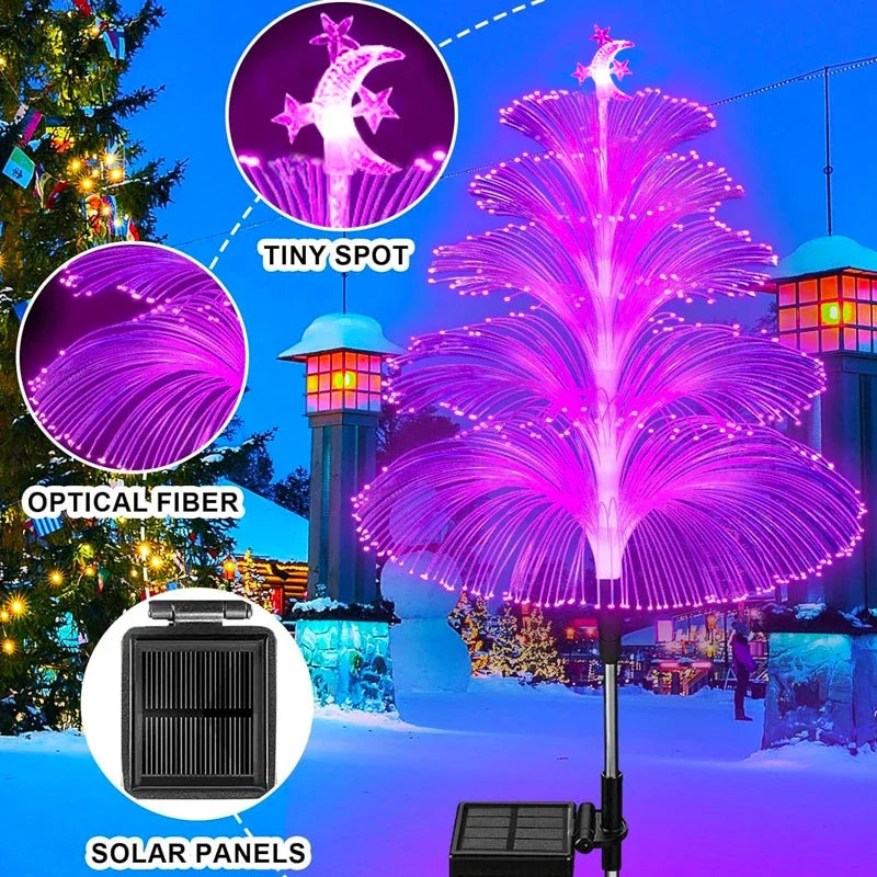 Solar Garden Lights Outdoor Waterproof 7 Color Changing Double Jellyfish and Star for Christmas Yard Garden Decor