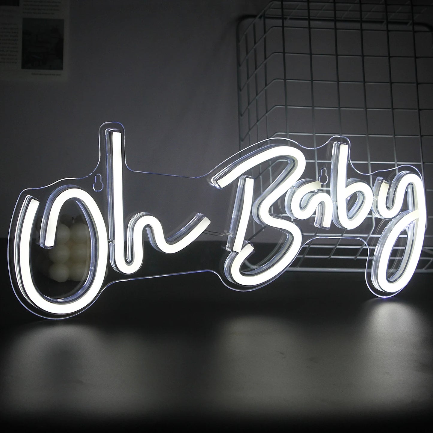 Oh Baby Neon Sign for Wall Decor Warm White Baby Nursery Room Decor Neon Light Birthday Party Baby Shower Room LED USB Neon