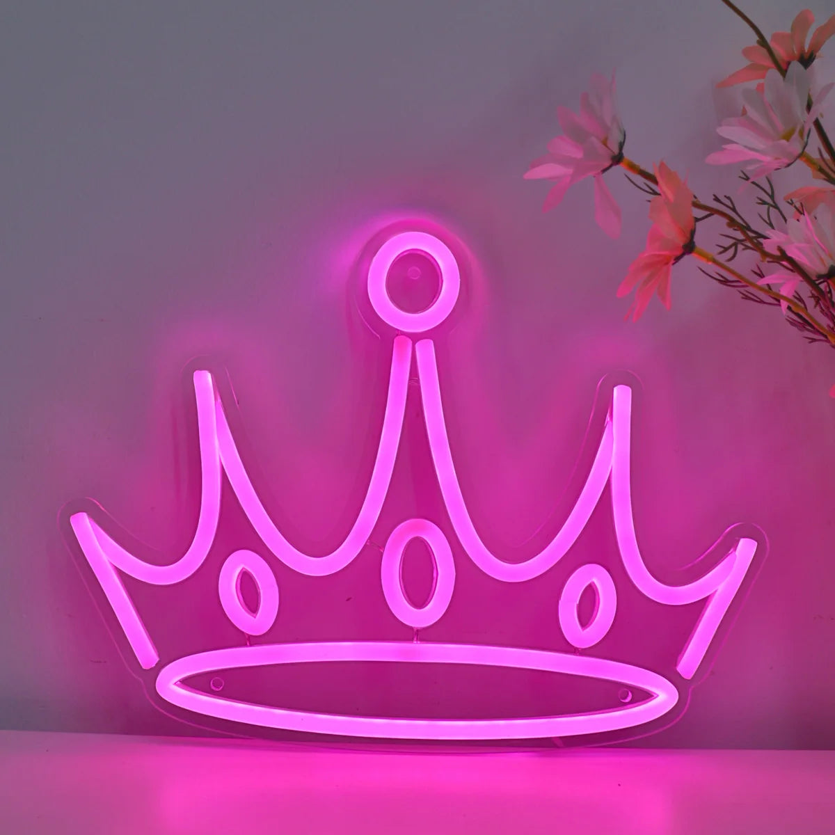 1pc Pink Crown LED Wall Art Neon Sign USB Power 5V Low Voltage Safe Light For Room Party Bar Club Pub Decoration11.57''*8.62''