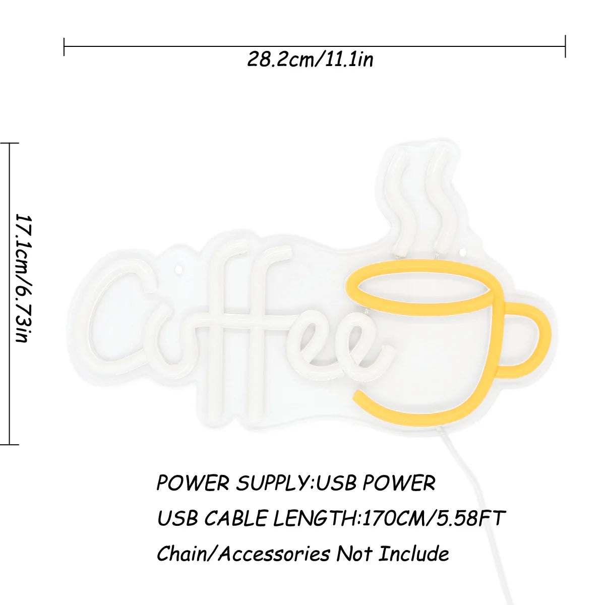 1PC Coffee With Cup LED Neon Art Sign Light For Party Room Pub Club Milk Tea Coffee Shop Wall Decoration Gifts 11.1''*6.73''
