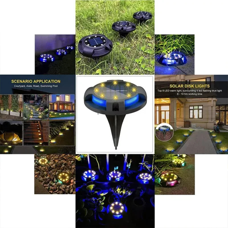 12LED Solar Power Disk Light Outdoor Garden Solar Underground Light Deck Light Spotlight Buried Solar Led Lamp Garden Decor