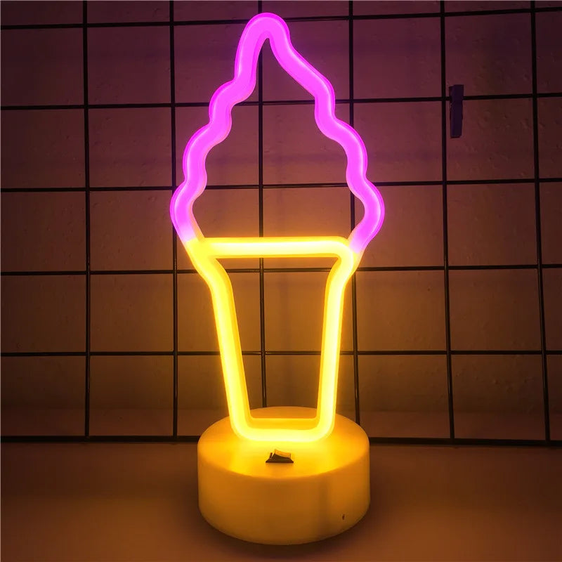 LED Neon Light Neon Sign Popsicle Lamp for Ice Cream Shop Pastry Display Restaurant Bar Holiday Decor Sign Christmas Night light
