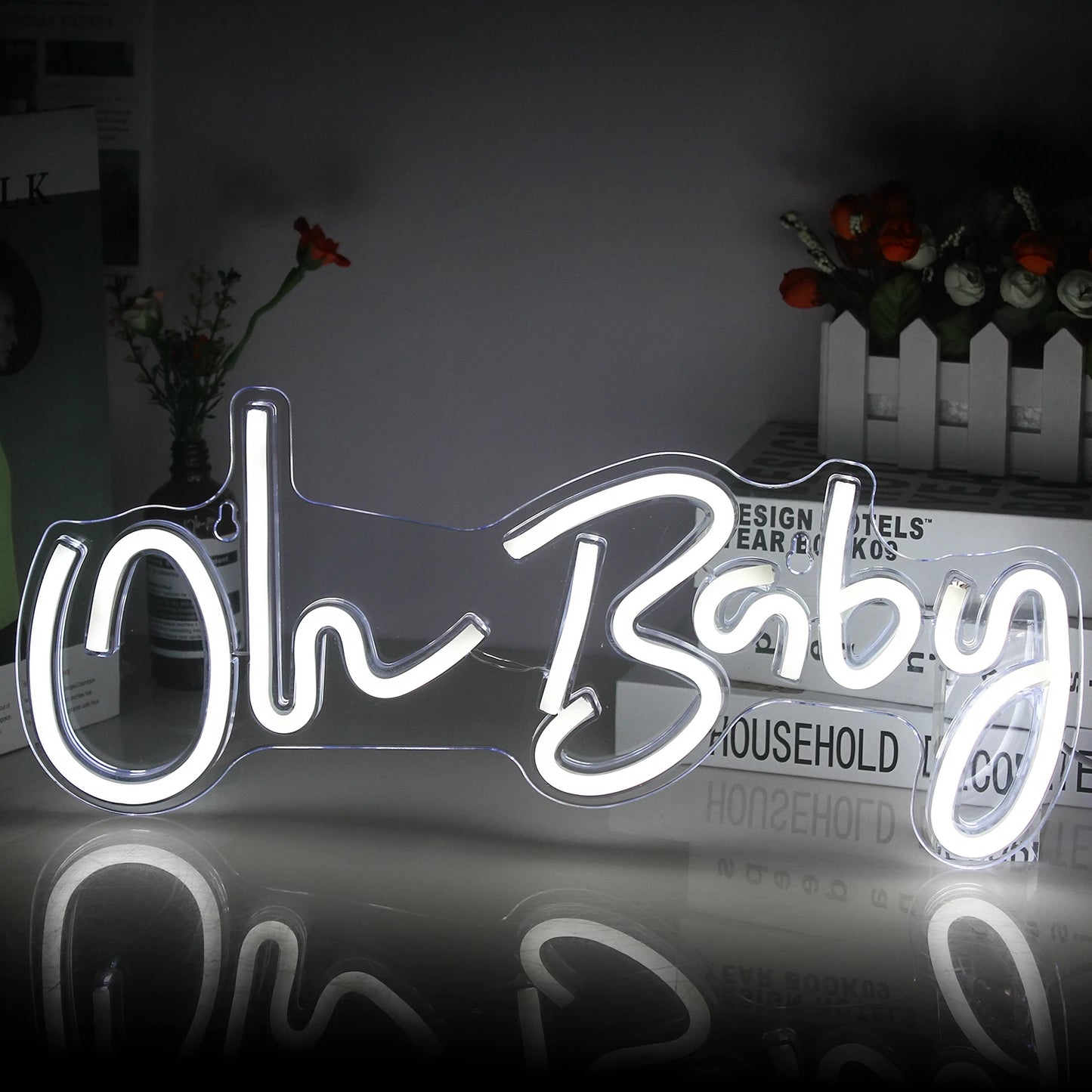 Oh Baby Neon Sign for Wall Decor Warm White Baby Nursery Room Decor Neon Light Birthday Party Baby Shower Room LED USB Neon