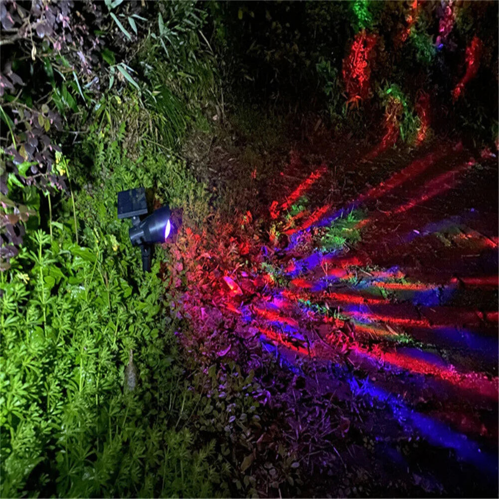 LED Solar Power Lamp with ON/OFF Switch LED Projector Light IP55 Waterproof RGB Solar Light For Garden Courtyard Home Decor