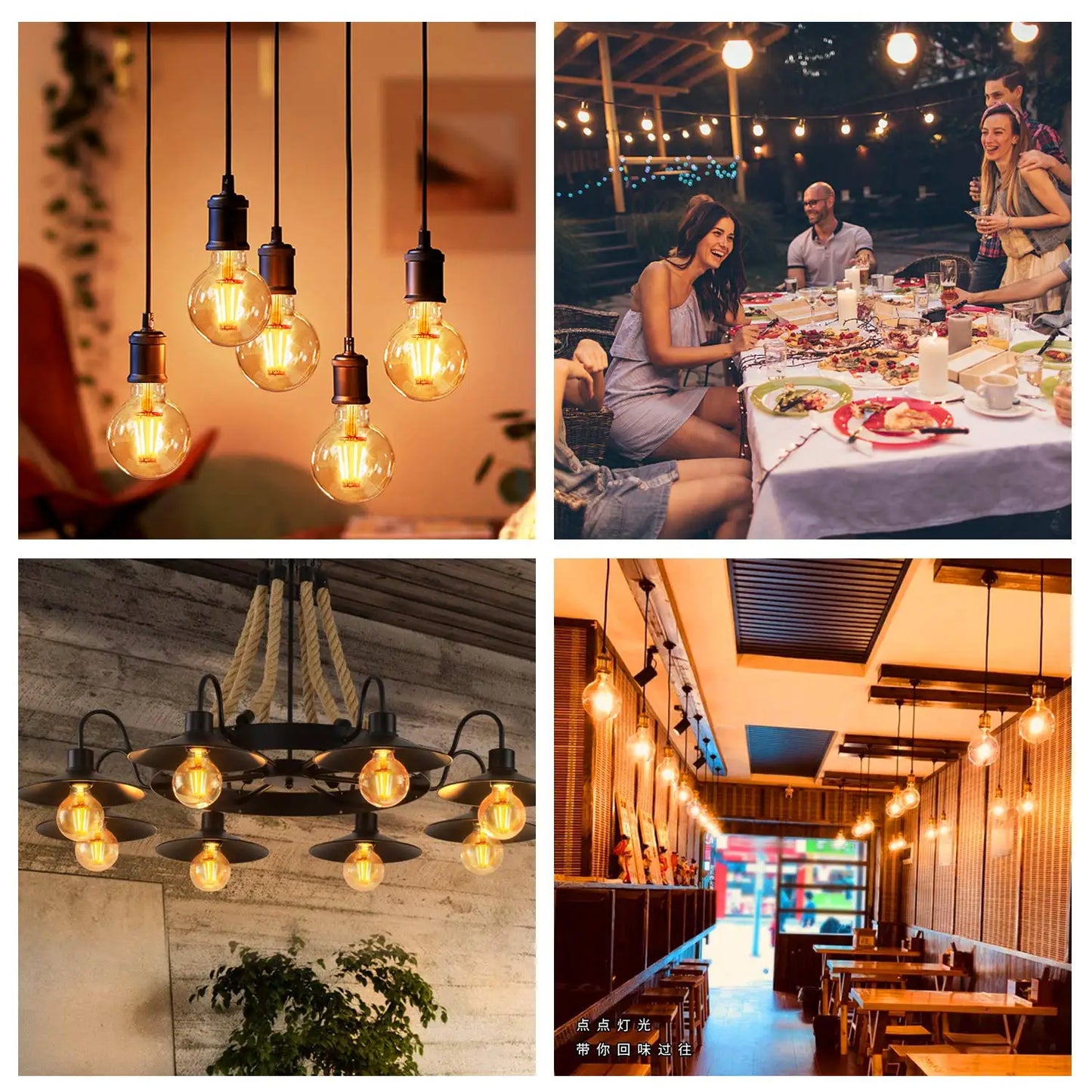 Gold Tint Vintage Edison LED Light Bulb E27 Night Light Bulbs G40 G45 G125 1W 4W Vintage LED Filament Light Bulb Dimmable