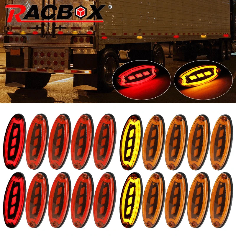 LED Side Marker Lights Clearance Tail Brake Indicator Turn Signal Warning Taillight 12V 24V for Truck Trailer Tractor Lorries