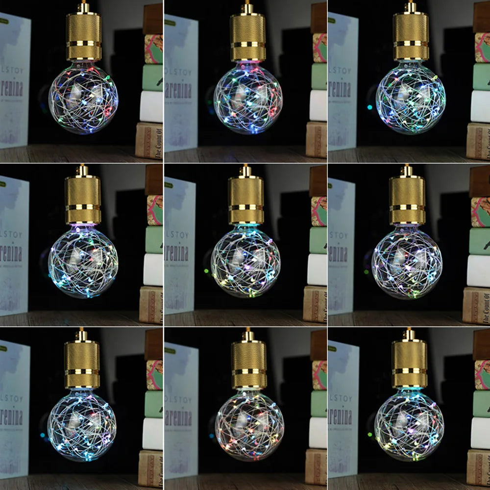 TIANFAN Vintage Led Bulb Starry Firework Edison Bulb Big Globe G95 3W Not Dimmable 2200Kelvin Super Warm Decorative Light Bulbs