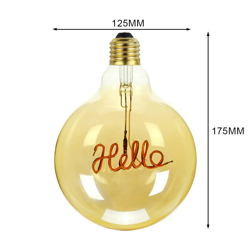 TIANFAN Led Bulbs Vintage Light Bulb Big Globe Alphabet Filament 4W Dimmable 110V 220V Edison Bulb Decorative Light Bulb