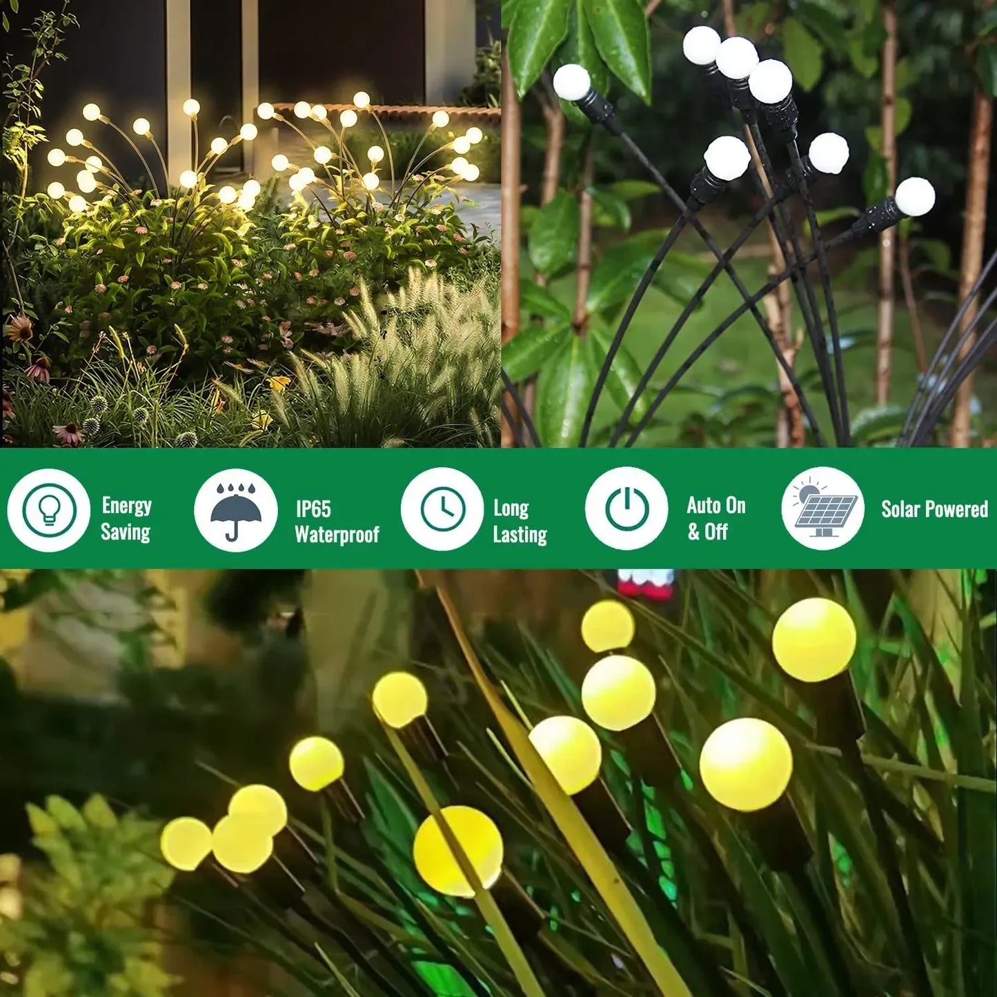 1/4/8/12Pack Outdoor LED Solar Lights Waterproof Starburst Firefly Lights Lawn Garden Lamp for Path Landscape Decorative Lights