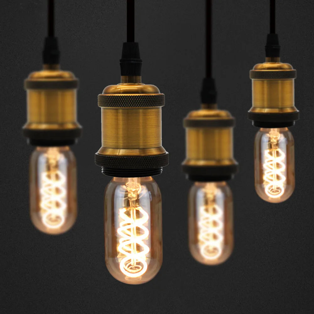 TIANFAN Vintage Led Bulb T45/T14 Edison Bulb 4W Dimmable 220V 110V E26 E27 Spiral Filament Decorative Light Bulb Yellow Warm