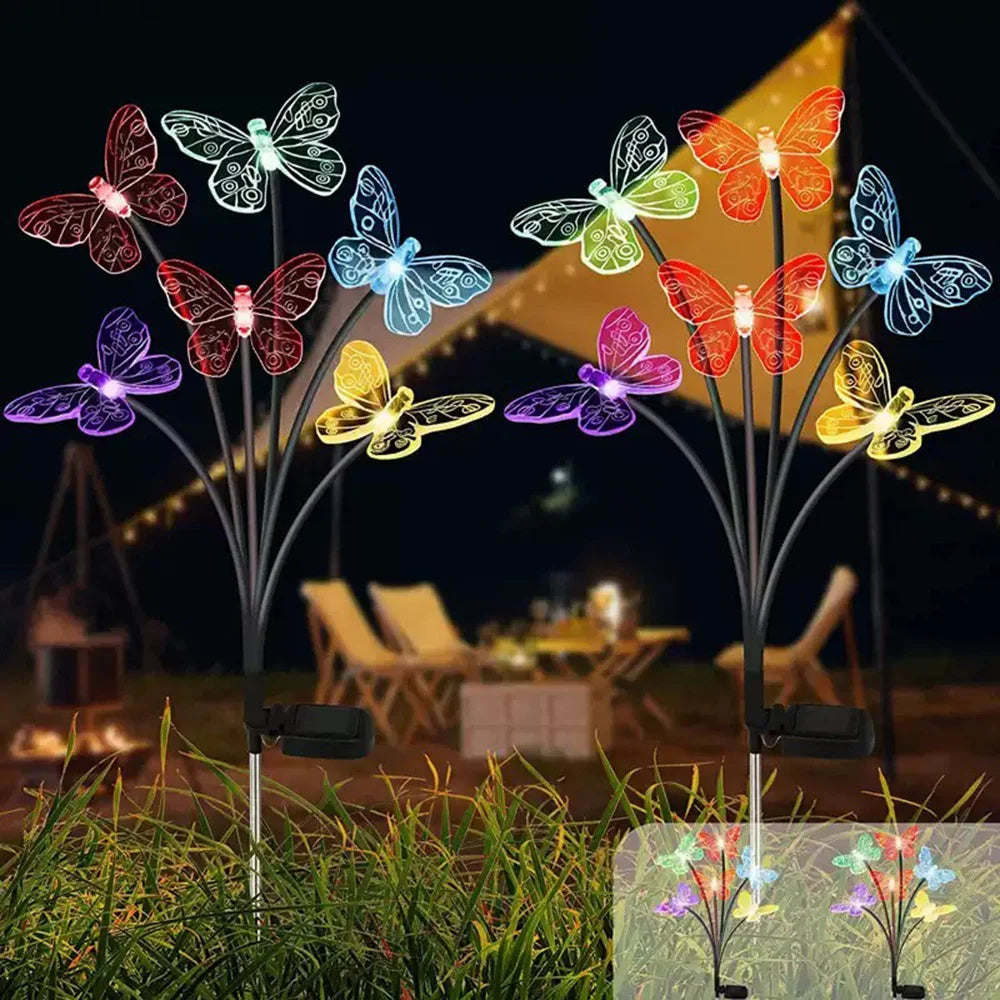 Solar Outdoor LED Lights Outdoor Waterproof Garden Landscape Lawn Light Butterfly Lights Lamp LED Home Decor Lamp 6/8/10heads 조명
