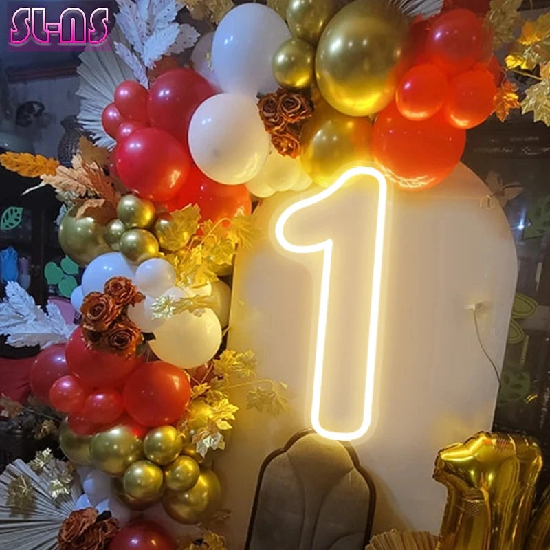 Custom Number 0 1 2 3 4 5 6 7 8 9 Neon Sign Light for Wedding Birthday Commemoration Day Lights Party Wall Decor Lights