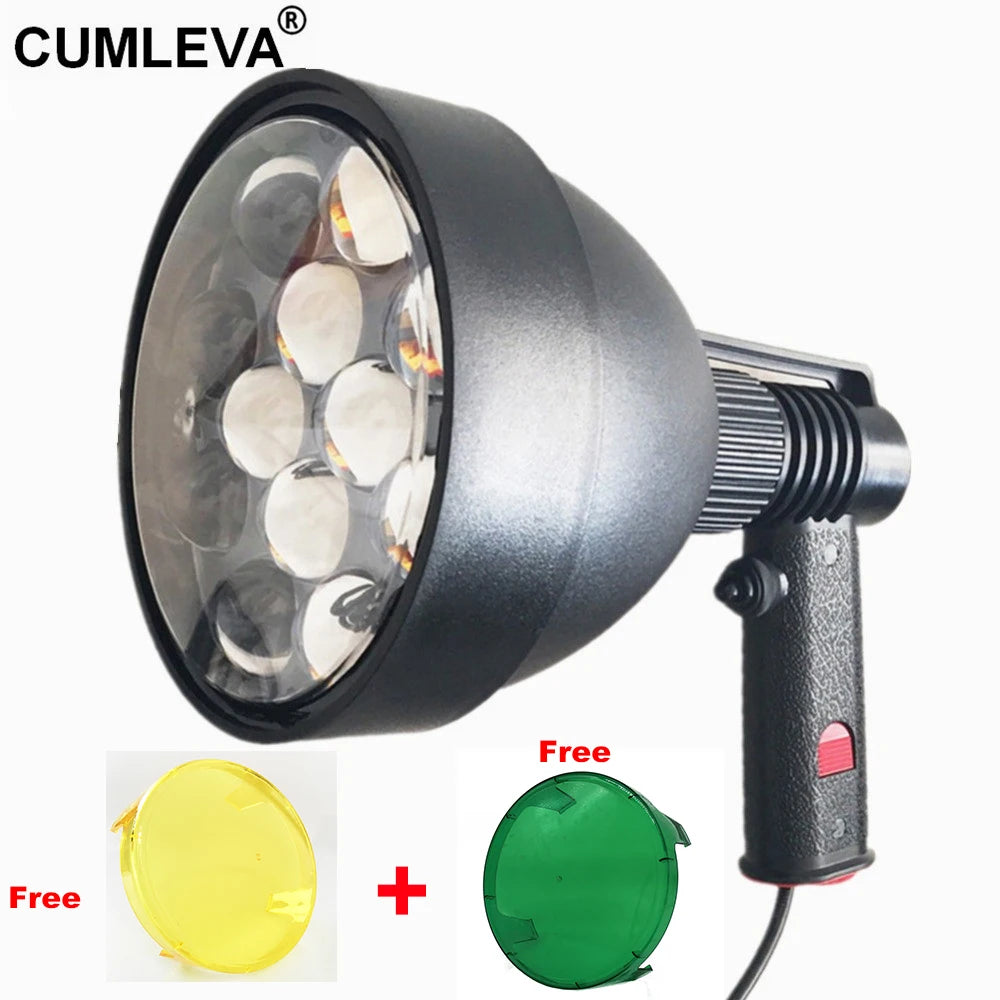 Powerful 12V CREE 60W LED Hunting Lamp 5400LM Handheld Spotlight Portable Lantern For Marine Farming Camping
