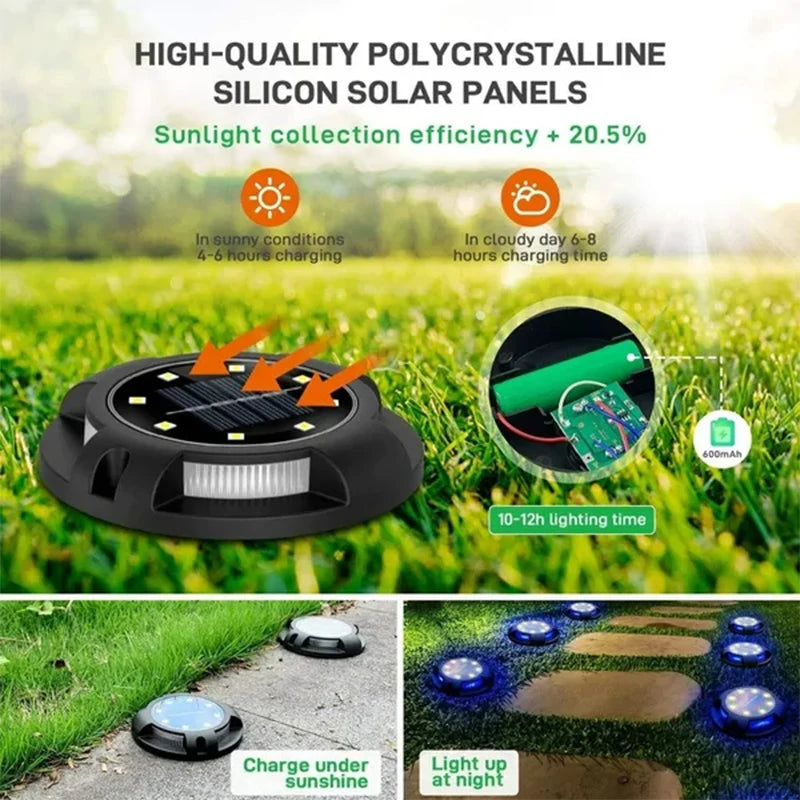 12LED Solar Power Disk Light Outdoor Garden Solar Underground Light Deck Light Spotlight Buried Solar Led Lamp Garden Decor