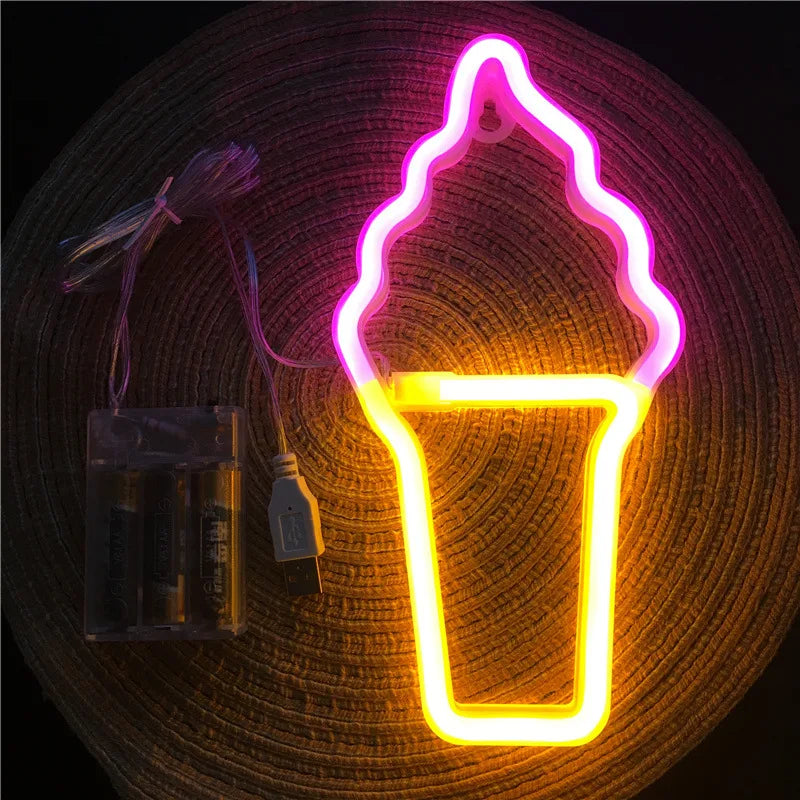 LED Neon Light Neon Sign Popsicle Lamp for Ice Cream Shop Pastry Display Restaurant Bar Holiday Decor Sign Christmas Night light
