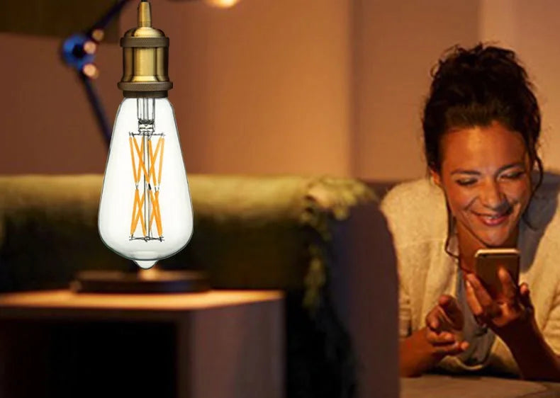 LED ST64 12W 16W DC 220V Warm White Yllow Dimmable Gold Filament Bulb E27 Light Vintage Edison Lamp Retro Gold Glass Appearance