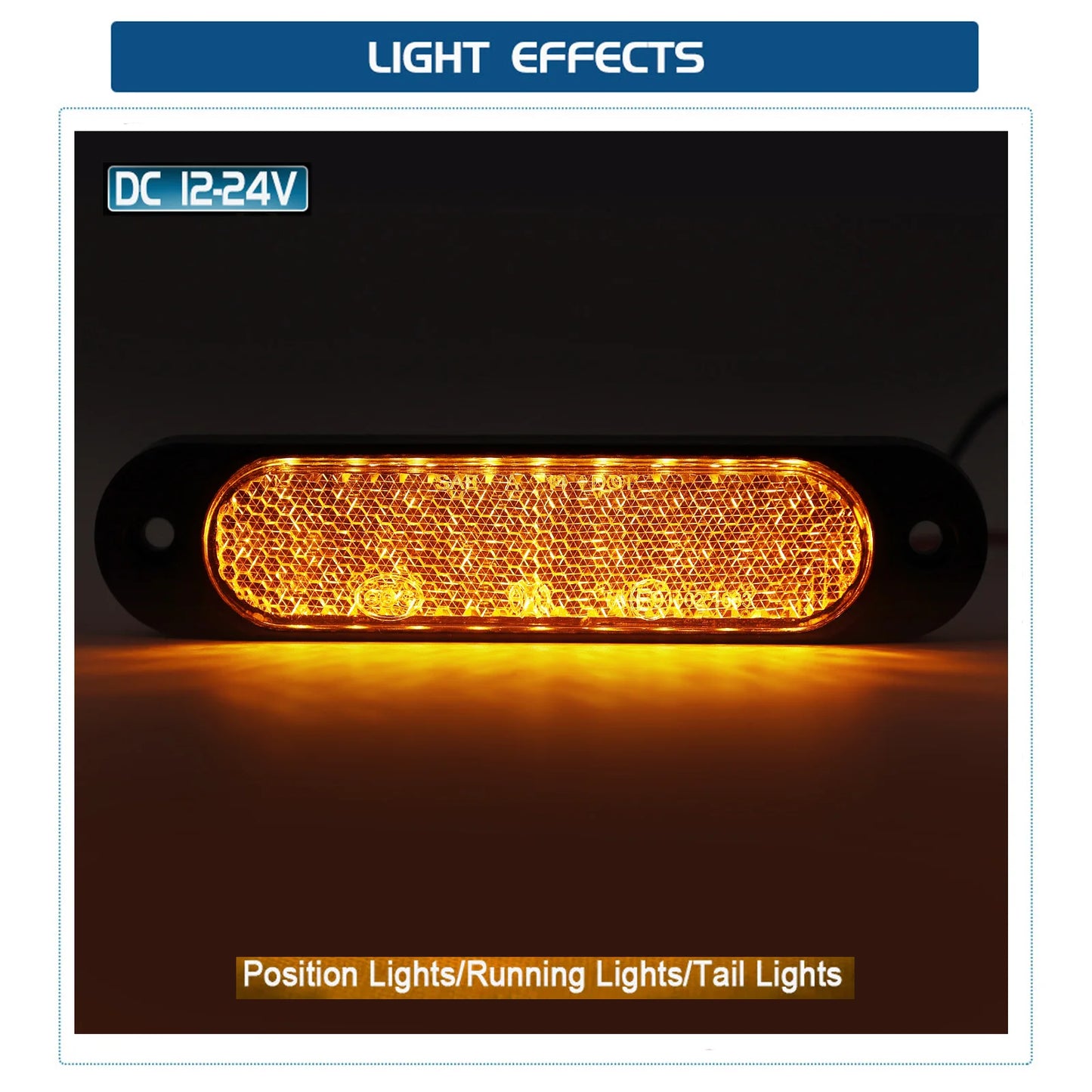 4PCS LED Side Marker Light Oval Position Light Signal Indicator Warning Rear Reflector Panel Tractor Trailer Truck Accessorie