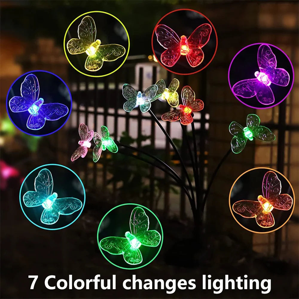 Solar Outdoor LED Lights Outdoor Waterproof Garden Landscape Lawn Light Butterfly Lights Lamp LED Home Decor Lamp 6/8/10heads 조명