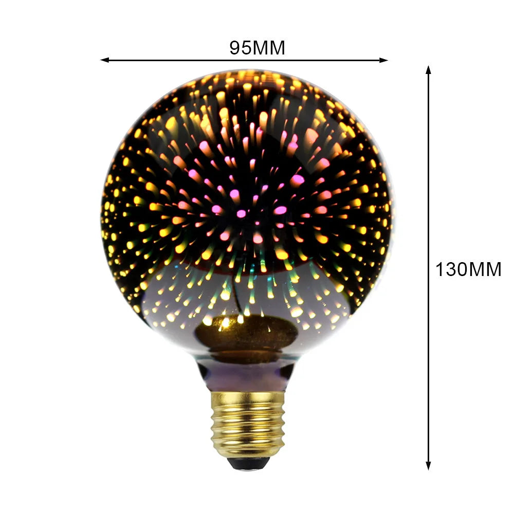 TIANFAN Vintage Led Bulb G95/G30 Edison Bulb 4W 3D Effective AC85-265V E27 Firework Decorative Light Bulb Yellow Warm
