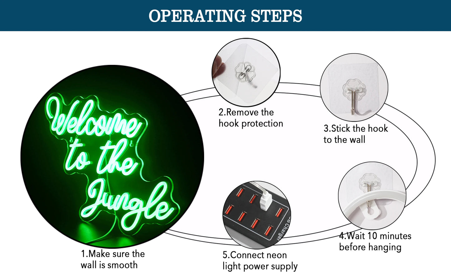 Green Welcome to the Jungle Neon Sign Wall Decor LED Light Home Club Party Wedding Kids Indoor Room Decor Neon Light USB Power
