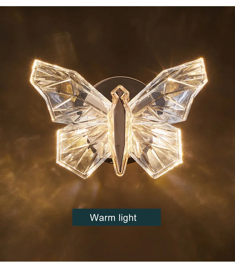 Nordic LED Butterfly Wall Lamp Indoor Lighting Bedside Wall Sconce Lamp For Living Room Corridor Stairs Hanging Light Decoration
