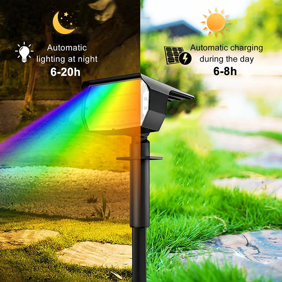 20/18LEDs RGB Solar Light Outdoors Landscape Spotlights Color Changing 2 In 1 Wireless Waterproof Solar Wall Lamp Patio Garden