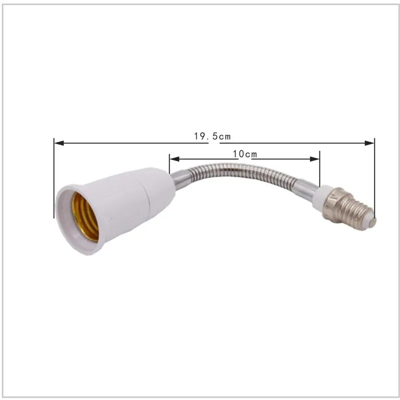 1pcs AC250V E14 to E27 Flexible Extend Bulb Base Lamp Extension Adapter Screw Holder Socket Converter 18CM White