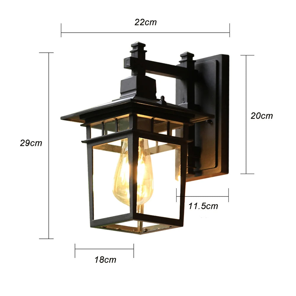 European Style Retro Outdoor Wall Light Sconce Lamp Waterproof Garden Decoration Outdoor Vintage Porch Lamp Black