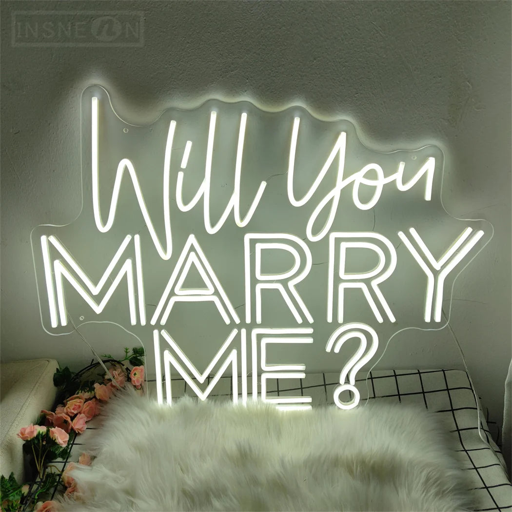Will You Marry Me Neon Signs LED Wedding Mariage Decor Signboards Party Room Wall Decor Wedding Neon Sign with 12V Power Adapter