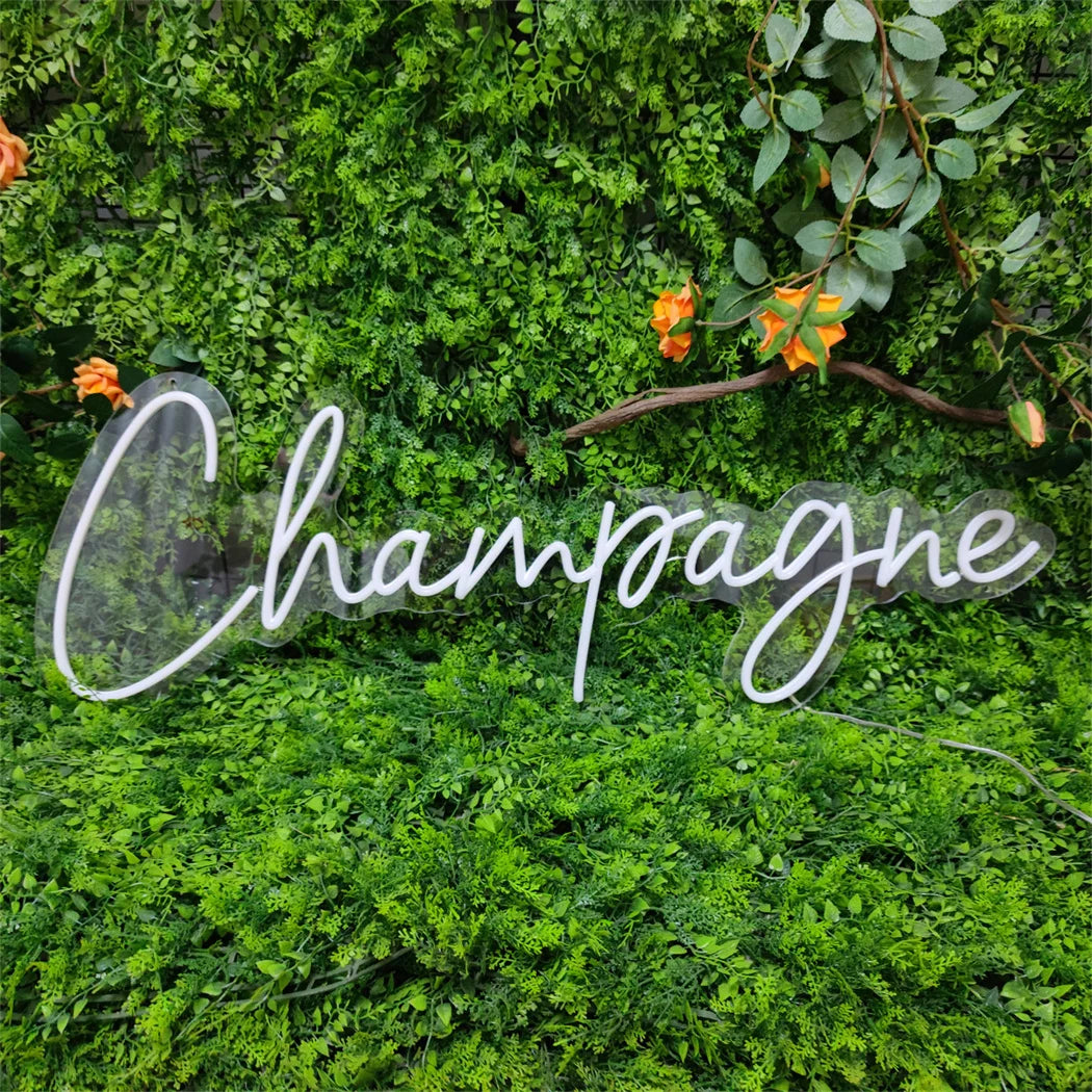 Champagne Neon Light Sign LED Wall Room Home Party Bar Cabaret Birthday Wedding Decoration Wall Hanging LED Neon Sign Night Lamp