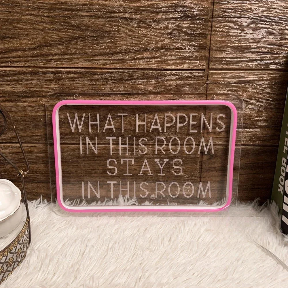 What Happens in This Room Stays in This Room Neon Sign Engrave Custom Led Lights for Bedroom Decoration Coffee Bar Wall Decor