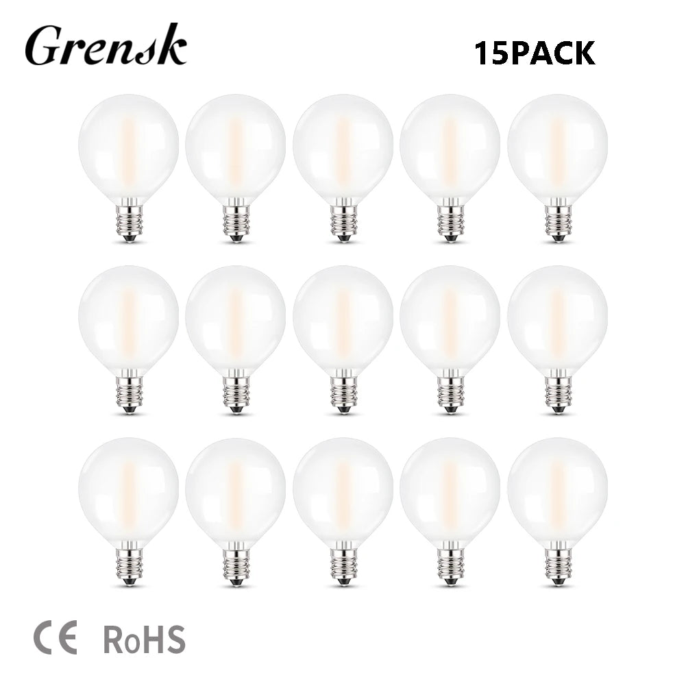 Vintage Globe Led Bulbs G40 Frosted Milky Glass 1W E12 Base 2700K Warm White Replacement Bulbs For String Light Party Decoration