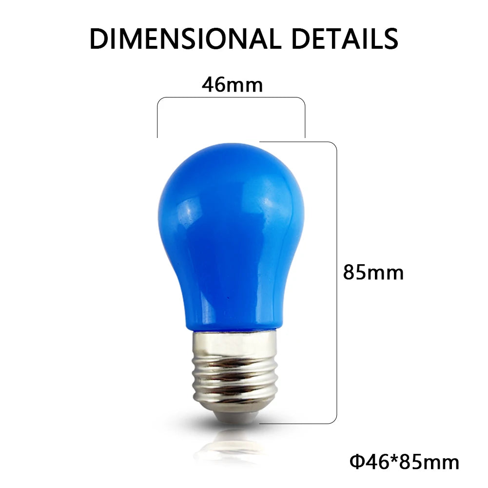 10pcs Colour LED Bulb E27 220V 2W A45 Lamp Red Blue White Yellow Pink PC Outdoor Camping Decoration Festival Colorful Bulb Lamp