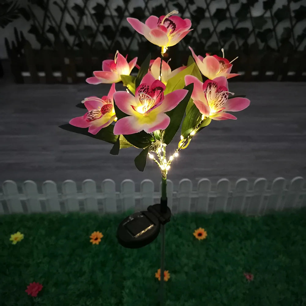 7 Heads Solar Lights Outdoor Decorative Solar Garden Lights Rose Flower Lawn Lamp for Yard Patio Garden Decor Flowers