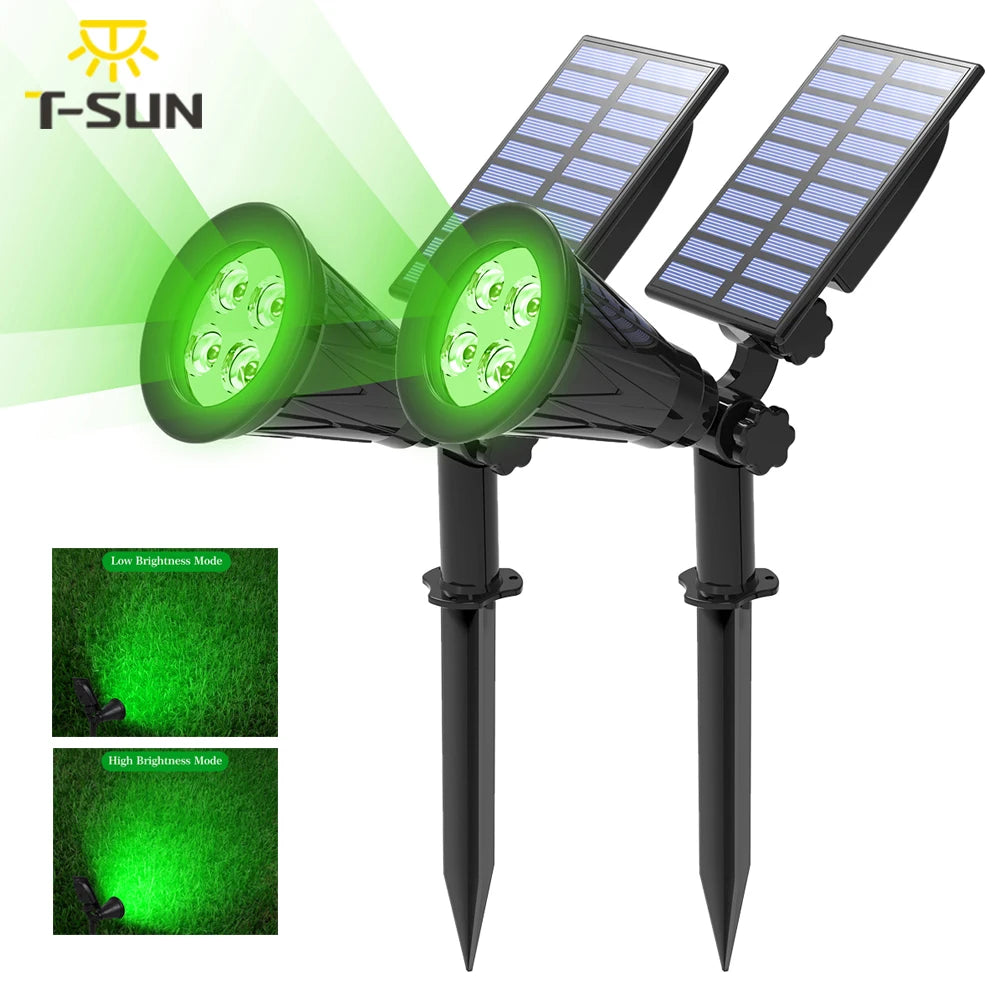 T-SUN 1/2/4 Packs Green Led Solar Lights Solar Spotlight Waterproof Solar Wall Light Solar Garden Light Solar Lamp Outdoot