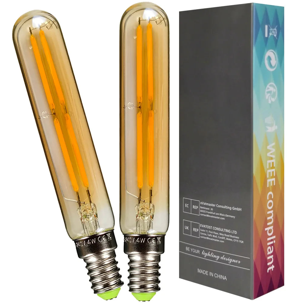 TIANFAN 2pc/Pack Led Bulb Vintage Light Bulb T20 Tubular 4W E14 Small Base Non Dimmable 220/240v E27 2700k Warm White