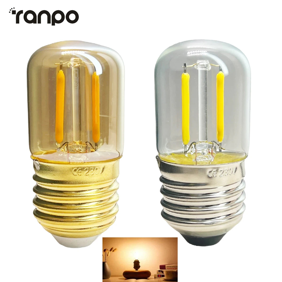 Mini E27 T28 Light Bulb Filament 1W 2200K Vintage Candle Light Ampoule Incandescent Spiral AC 220V Lamp Glass Bulb Vintage Warm